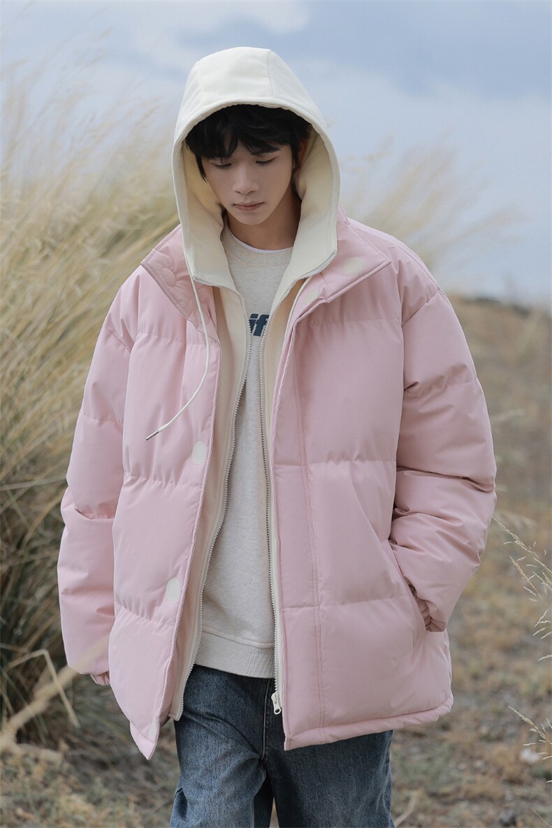 冬季青少年连帽假两件外套加绒加厚休闲简约棉衣棉服5303-P85,男装棉衣,电商B306