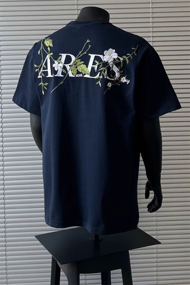 重磅新中式花卉刺绣廓形短袖T恤TX5803特P42,男装T恤,星座908-1