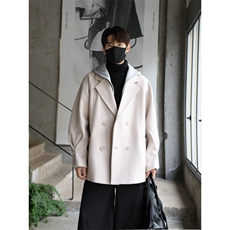 加棉加厚假两件毛呢大衣双排扣呢子西装风衣外套504-F67-P90控138，男装风衣，星座504