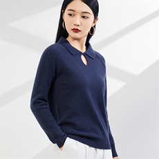 时尚保暖POLO领羊绒衫优雅显瘦长袖针织衫，女装羊绒衫，美够羊绒