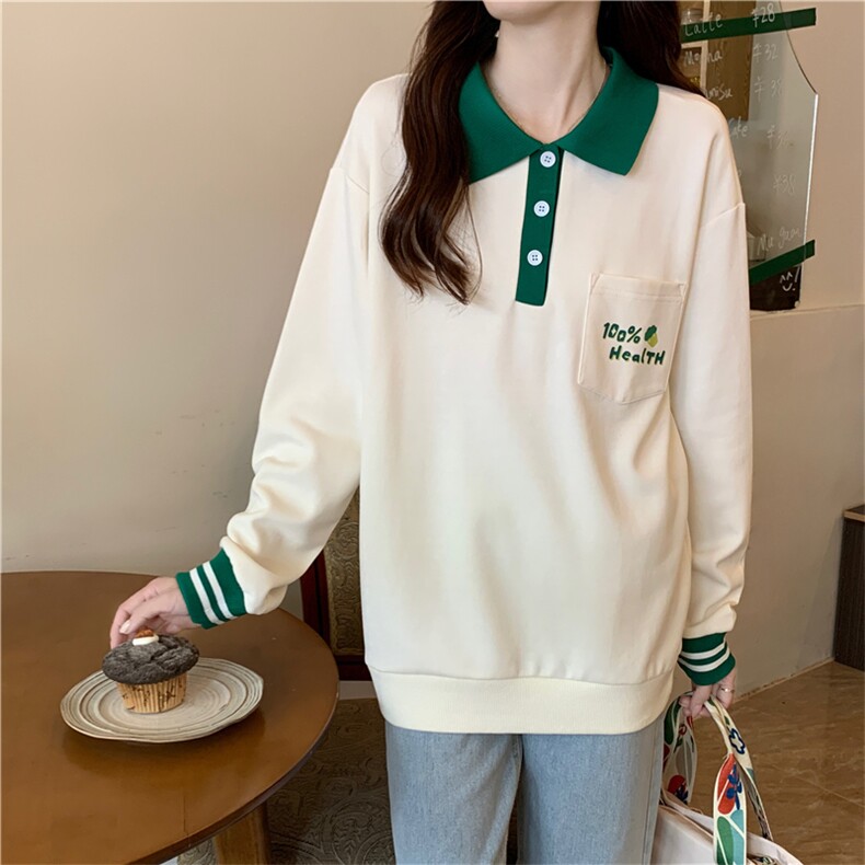 春秋季新款Polo宽松上衣口袋卫衣女潮E644-P45,男装卫衣,星座911-2(原星座613-2）