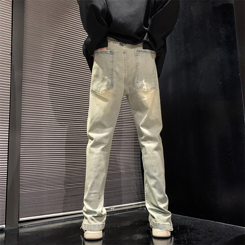 欧美vibe风裤子高街潮ins开叉牛仔裤男直筒拖地裤N08826-P45,男装牛仔裤,星座308B-1