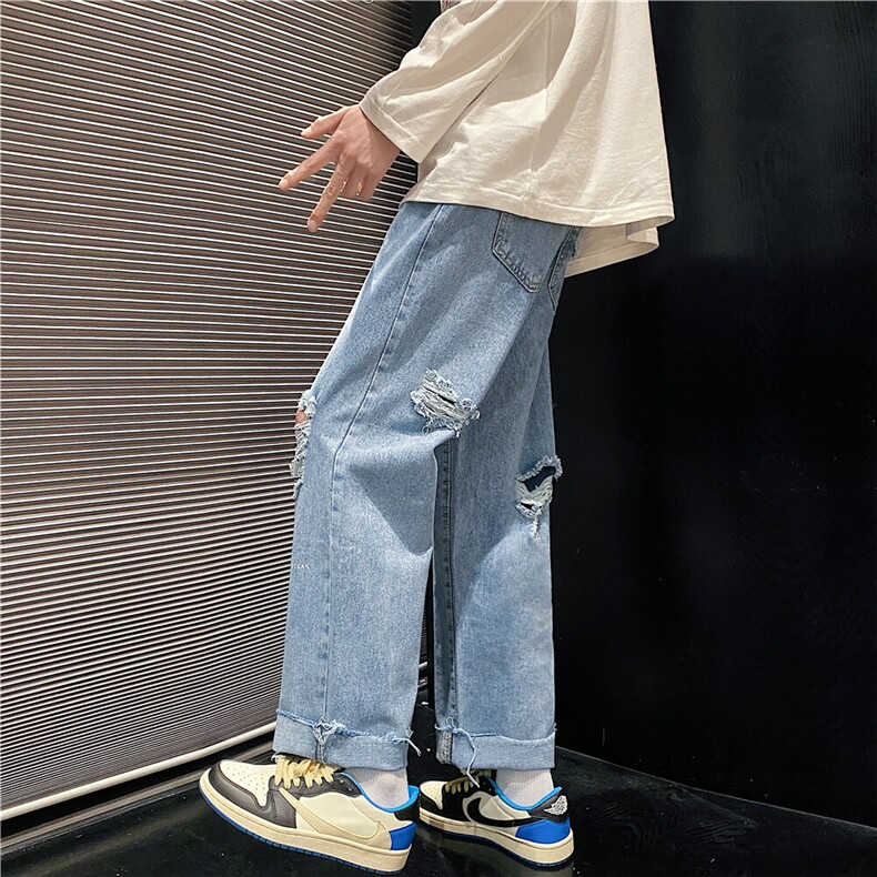 k707-p48-控68破洞牛仔在高阶宽松大码牛仔裤cityboy,男装牛仔裤,星座116