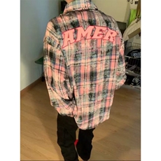 衬衫美式复古长袖女宽松纯棉格纹格子衬衫潮酷外套，男装衬衫，星座1018A
