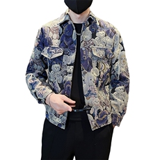 秋季新款小熊刺绣夹克男士潮流翻领修身外套时尚百搭上衣JK03-P98，男装夹克，电商D323（原B261）