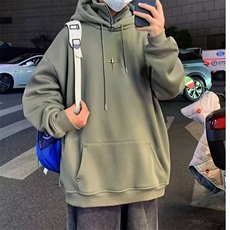 假两件连帽卫衣男春秋冬美式潮牌半拉链重磅男生外套痞帅高领上衣，男装卫衣，星座506A