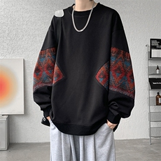 8XL-M春秋季圆领拼接撞色民族风卫衣男新款潮牌上衣服WY005P58，男装卫衣，电商B312