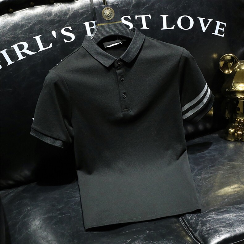 2026夏季条纹织带设计短袖翻领Polo衫轻奢欧货T0251-P55，男装T恤，电商D342