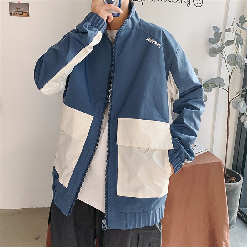 2021春季男士休闲港风外套男潮流夹克外套男宽松拼接9218-P75,男装夹克,电商A128