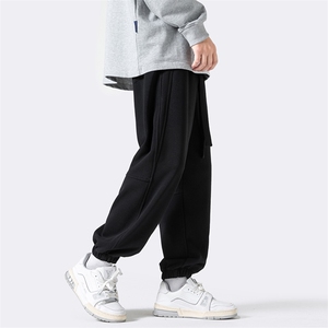 港风秋冬长裤本布织裤袋美式卫裤宽松休闲束脚卫裤K23305-P40控58图片