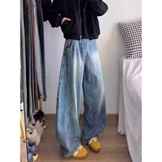 美式高街春夏复古水洗做旧牛仔裤直筒阔腿长裤潮KZ303064--TP45，男装牛仔裤，电商A247C