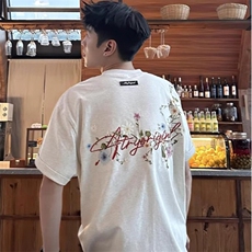 万针全刺绣工艺抖音得物高品质260克重磅纯棉双纱美式高街短袖T恤，男装T恤，电商A486