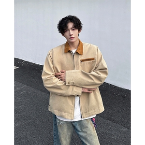 8XL-M春季水洗帆布短款夹克男生vintage美式复古工装外套JK003P98