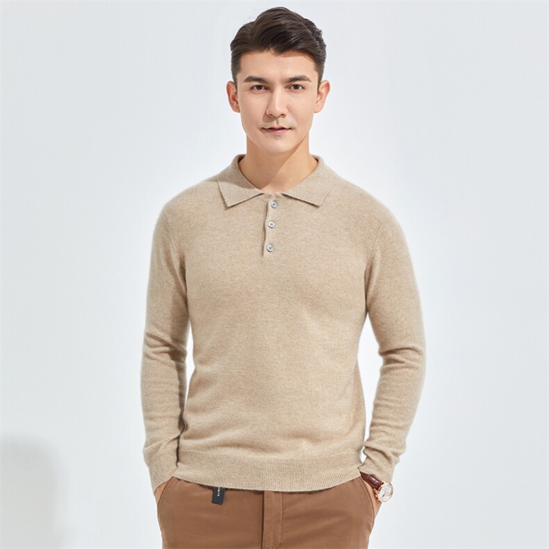 高品质男士羊绒POLO衫简约时尚舒适保暖商务休闲,男装羊绒套衫,牧群羊绒