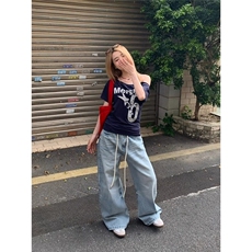 美式复古水洗猫须直筒牛仔裤男女夏季宽松休闲百搭拖地长裤，男装牛仔裤，星座218-1（原230）