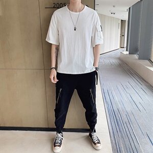 潮牌黑色重磅圆领卫衣男春秋纯棉正肩长袖t恤cleanfit内搭打底衫图片