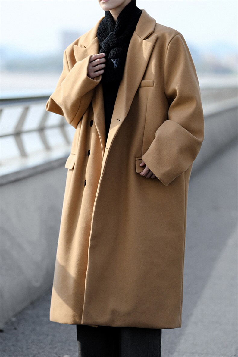 8XL-M厚毛呢大衣男中长款过膝呢子风衣男外套宽松FY1801P120控138,男装夹克,电商D206-1