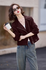 欧货鹿皮绒短外套女春秋2025新款时尚爆款小个子机车服夹克上衣，女装短外套，意芙