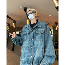 做旧牛仔外套男春秋宽松2024水洗工装长袖夹克外套潮JK08825-P63，男装夹克，星座308B-2