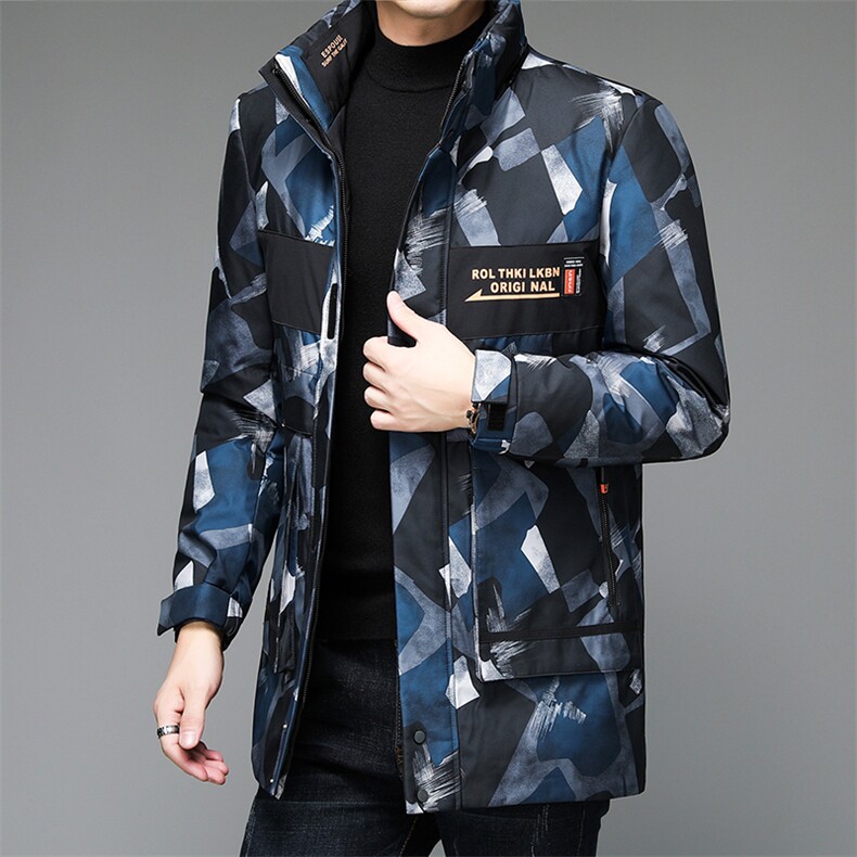 冬季男士可脱卸帽加厚保暖羽绒服中年爸爸装新款商务休闲外套,男装羽绒服,电商B212（原钱塘6029）