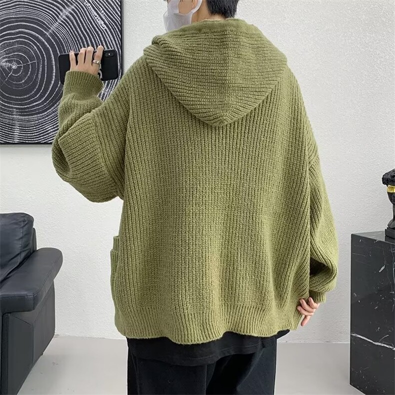 宽松连帽毛衣开衫外套男女秋冬季新款复古慵懒风针织衫M8038-P55,男装针织衫/毛衣,星座1008-1