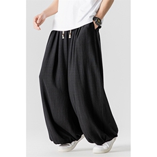 夏季新款大码日系风亚麻棉麻休闲裤宽松直筒阔腿裤K303/P75，男装休闲裤，钱塘713