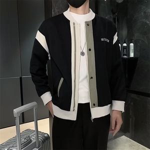男士棒球服立领夹克春秋新款潮流拼接撞色刺绣外套ins潮上衣JK008图片