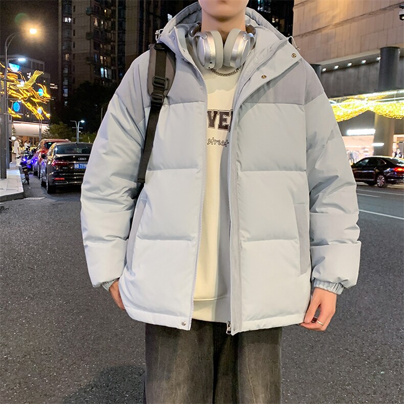 潮流撞色灰鸭绒连帽羽绒服男宽松时尚百搭保暖外套YR9008-P130,男装羽绒服,星座610（原A335）