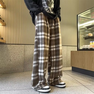 美式复古潮流百搭格子休闲裤男款日系慵懒风宽松直筒裤 K7331-P42图片