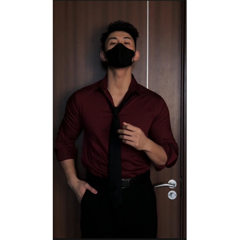 枫叶红禁欲系酒红色衬衫男春秋季痞帅dk男生制服长袖衬衣打底衫图片