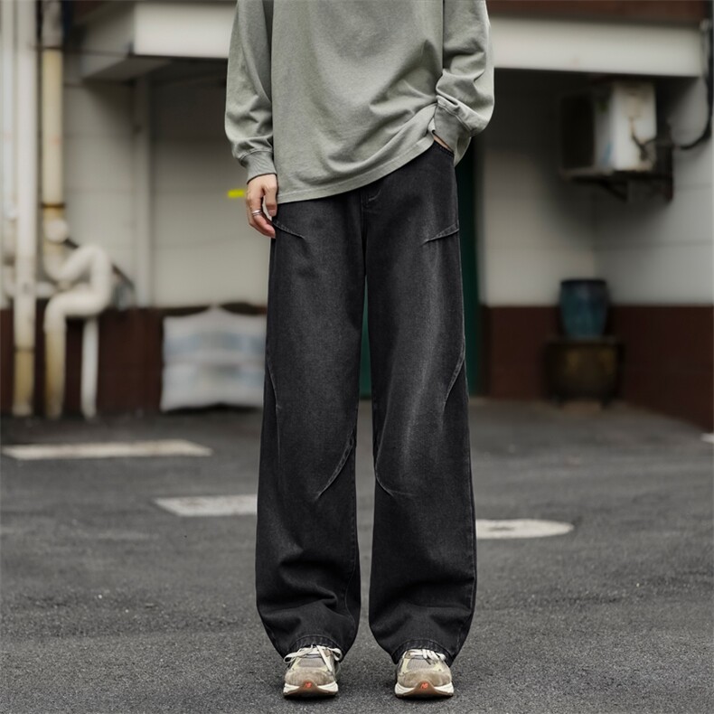 宽松直筒牛仔裤阔腿高级感裤子美式高街长裤K780-特批-4279,男装牛仔裤,星座718-1
