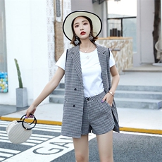 套装/套裙2021年夏季马甲纯色韩版潮流时尚百搭休闲显瘦修身，女装套装/套裙，瑶迪依秀