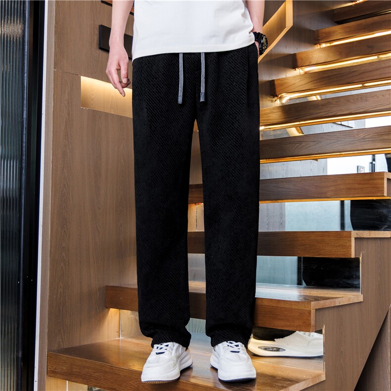 春季银丝斜条纹休闲裤男潮流宽松直筒裤青年港风休闲长裤J133-P42,男装休闲裤,星座310B-3