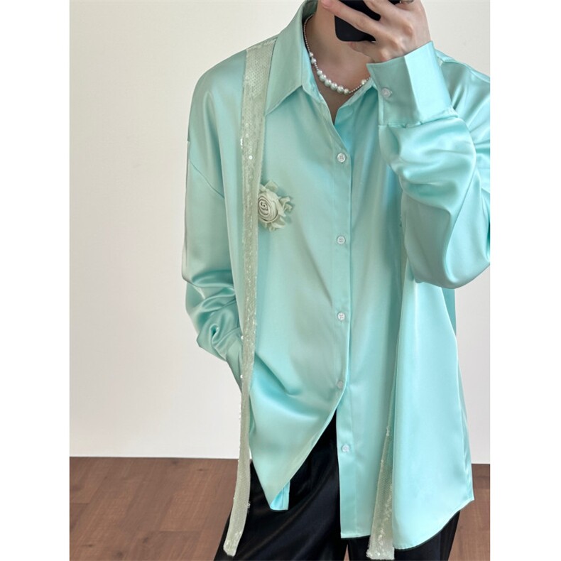 26春夏男士醋酸丝滑玫瑰花朵亮片礼服衬衫cs225-p118,男装衬衫,电商B288