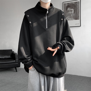 8XL-M星星铆钉半拉链卫衣大码重磅痞帅高街小众立领外套WY5109P58图片