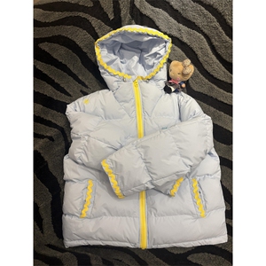 1506A/G79260/P94奶蓝色雪花刺绣连帽贝壳棉服冬季图片