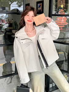 韩版休闲连帽工装短款外套女2025春秋季新款显瘦今年流行夹克上衣图片