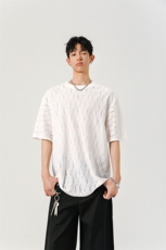 现货T10130-特p30控58高品质面料镂空痞帅大码圆领短袖T恤衫，男装T恤，电商A059