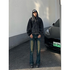 B221美式ins高街暗黑光版修身微喇牛仔裤LK23137-P55控78，男装牛仔裤，电商B221