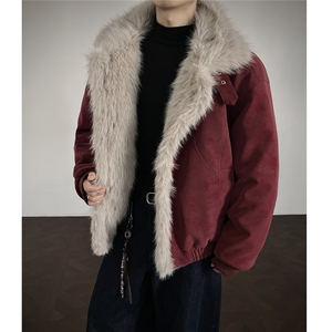 现货皮质座山雕棉服美式翻领毛毛重磅情侣外套A170-M915-TP112图片