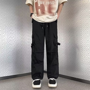 飘带口袋工装裤高街男hiphop炸街裤子设计感阔腿裤CK263 P45图片