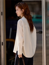 白色纯棉长袖开衫女2026秋季新款绣花衬衫打底搭配上衣，女装衬衫，梦懿尔