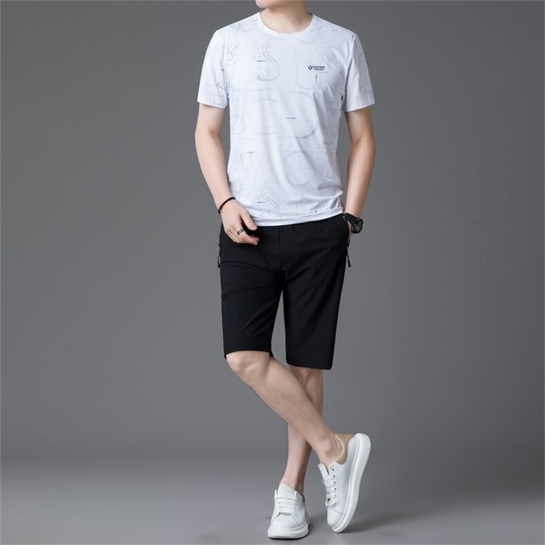 BGW806152夏季男式速干短袖短裤二件套运动休闲圆领修身t恤套装,男装休闲套装,电商B360