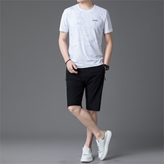 BGW806152夏季男式速干短袖短裤二件套运动休闲圆领修身t恤套装，男装休闲套装，电商B360