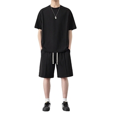 纯色二开TZ25309-特P55短袖T恤男夏季新休闲运动套装男青少年一套，男装T恤，电商D310B