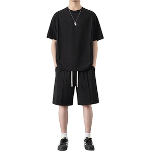 纯色二开TZ25309-特P55短袖T恤男夏季新休闲运动套装男青少年一套图片