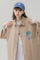 中性风23新款夏季时尚百搭宽松翻领衬衫短袖CS110P35控58，男装T恤，A247A