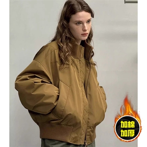 现货冬季美拉德立领飞行夹克廓形高街棒球服加棉加厚棉衣外套图片