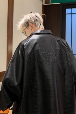 大码pu皮衣夹克钢印美式女复古oversize显瘦设计感情侣机车外套秋，男装夹克，星座226-2