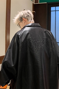 大码pu皮衣夹克钢印美式女复古oversize显瘦设计感情侣机车外套秋图片